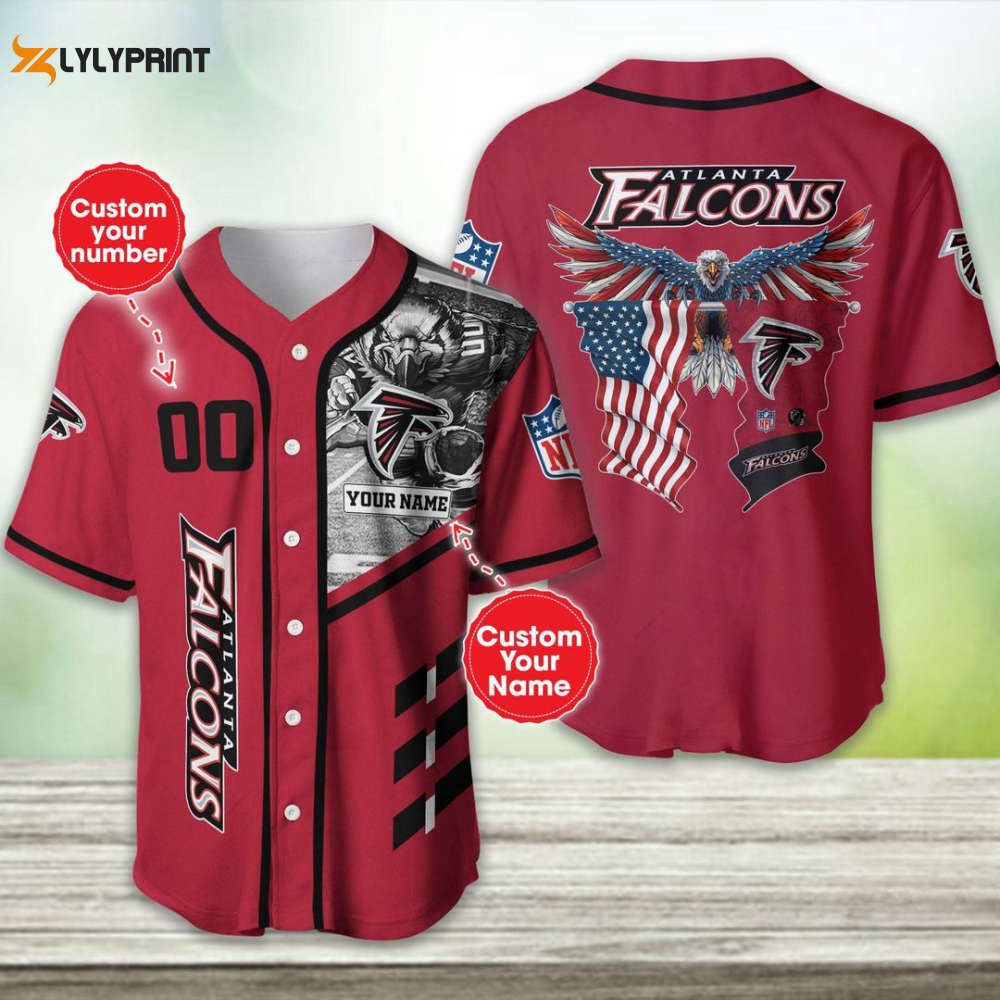 Atlanta Falcons Personalized Baseball Jersey - lylyprint.com baseball jersey product view 1