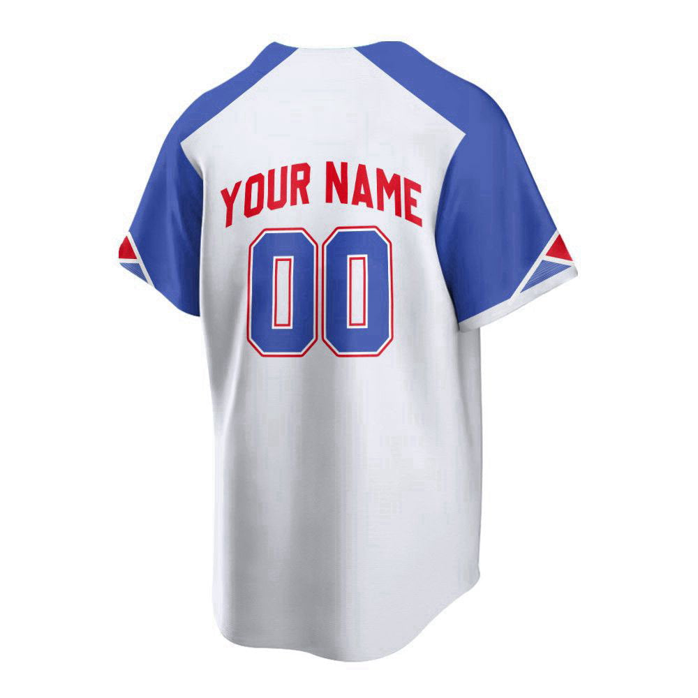 Atlanta White And Blue Print Baseball Jersey Customized Name And Number - Aopprinter baseball jersey product view 2