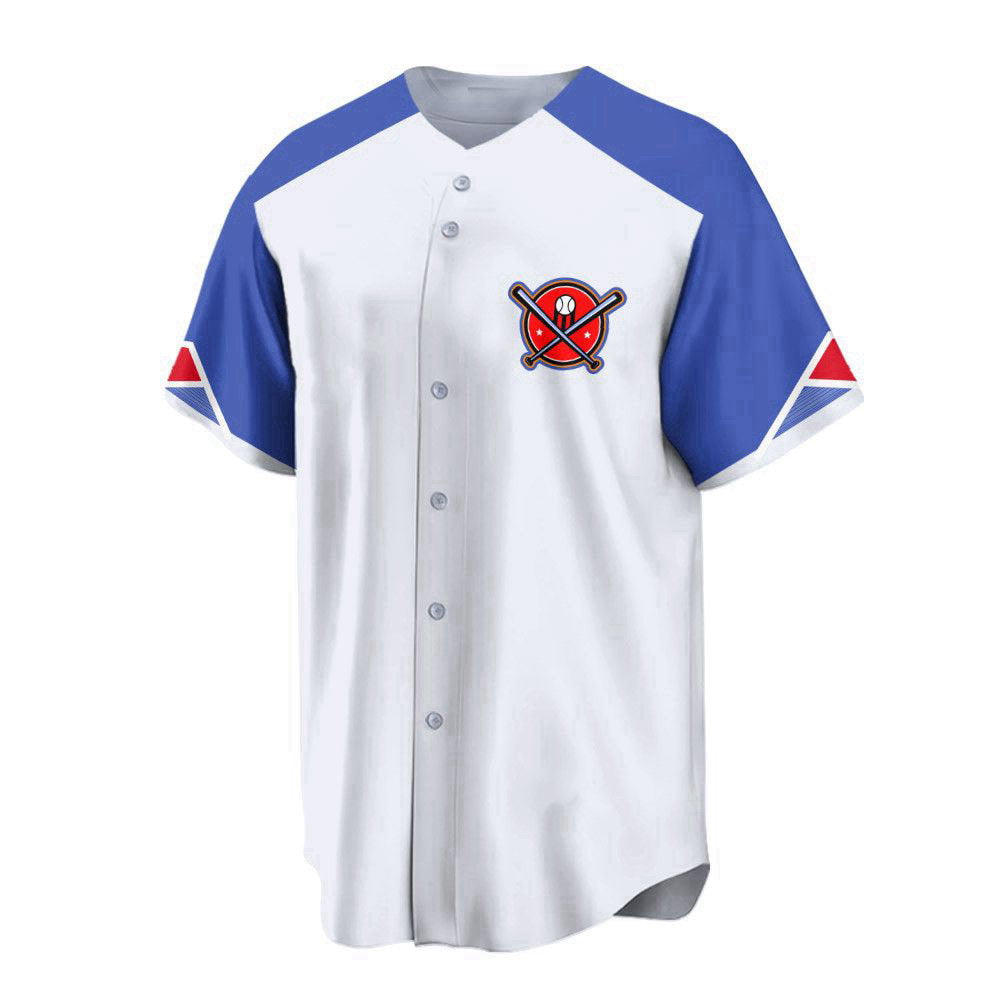 Atlanta White And Blue Print Baseball Jersey Customized Name And Number - Aopprinter baseball jersey product view 3