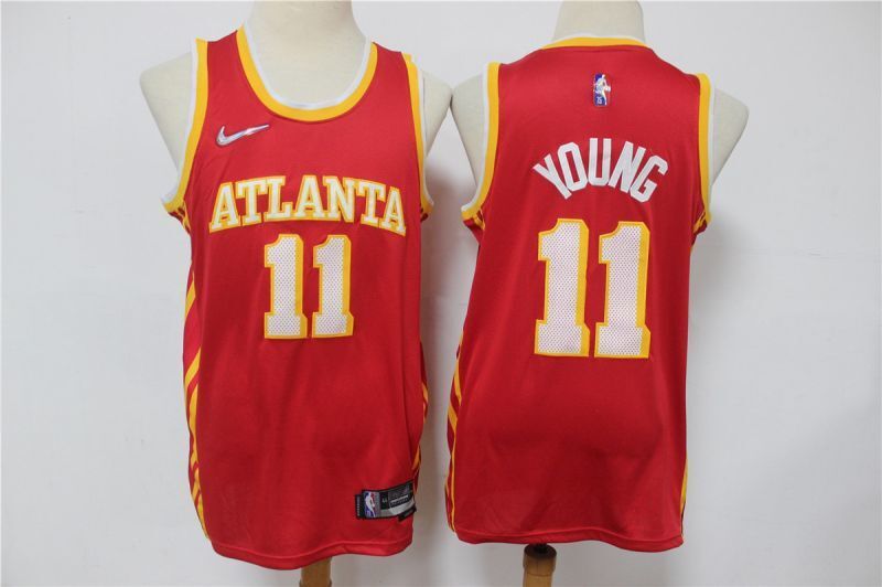 atlanta hawks #11 trae young Hawks 11 # New Season Red 75 Anniversary Laser Diamond Edition logo New Jersey Style 4 basketball jersey product view 1