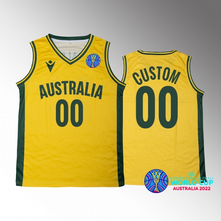 australia-bronze-medal-custom-yellow-2022-fiba-womens-basketball-world-cup-jersey Basketball Jersey basketball jersey product view 1