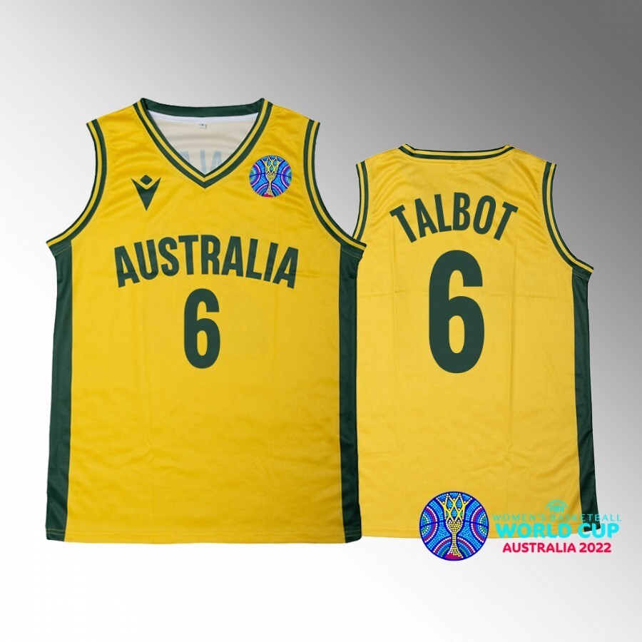 australia-bronze-medal-steph-talbot-yellow-2022-fiba-womens-basketball-world-cup-jersey Basketball Jersey basketball jersey product view 1