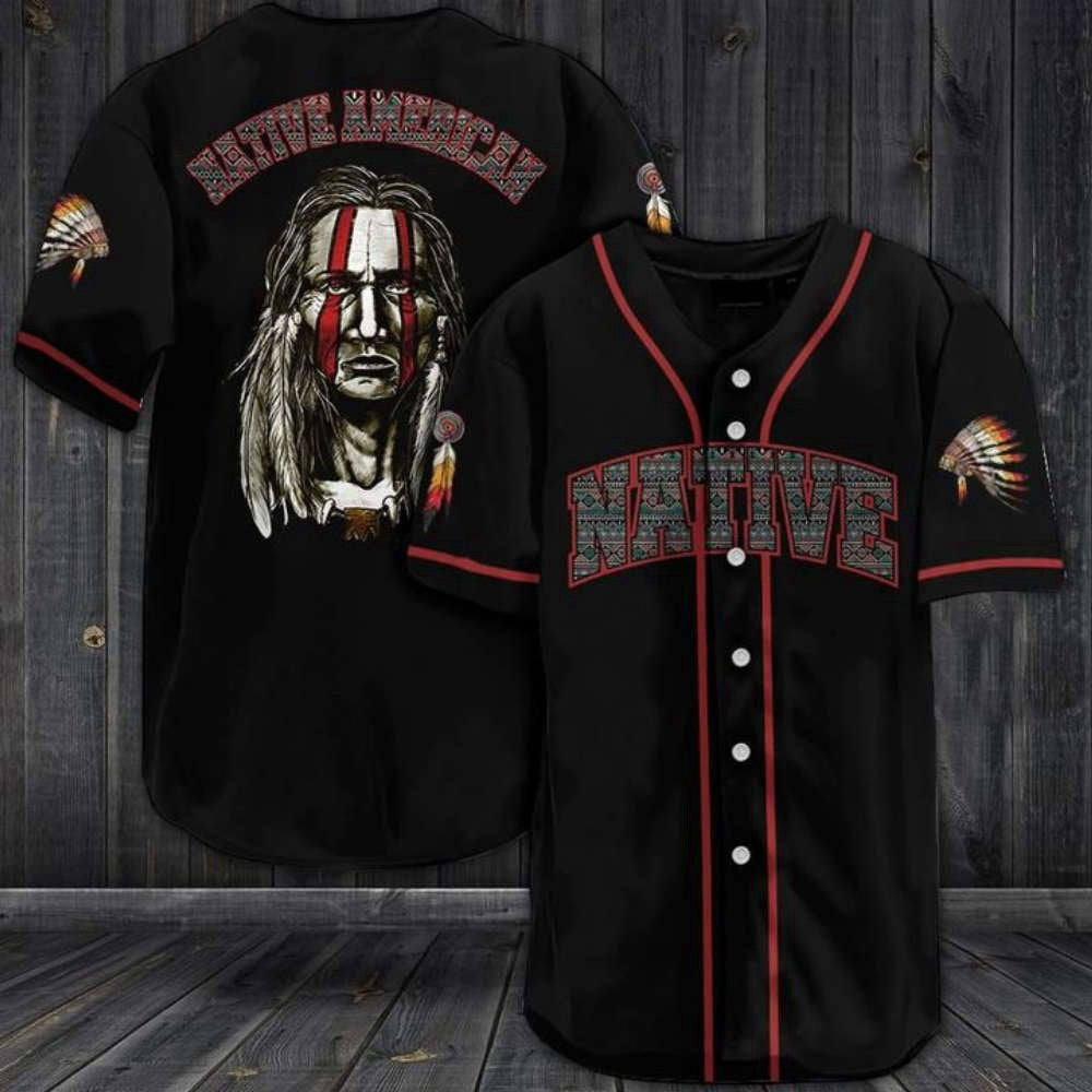 Authentic Native American Chief Tribe Baseball Jersey – Embrace the Spirit of the Tribe! baseball jersey product view 2