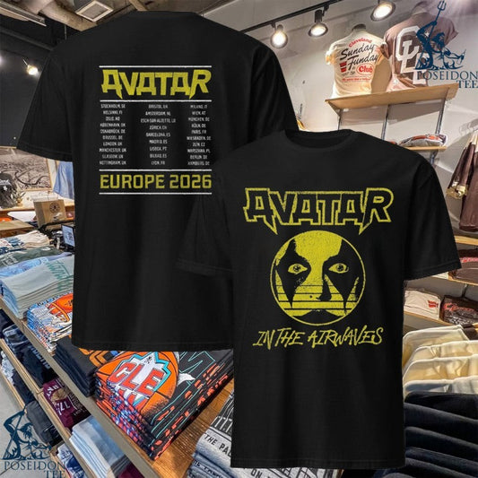 Avatar In The Airwaves Tour Europe 2026 T-shirt Unisex T-shirt, Sweatshirt, Hoodie, Long Sleeve Tee - T-Shirt, Sweatshirt, Hoodie