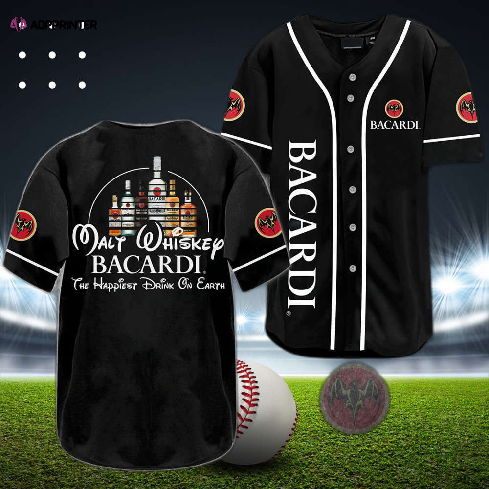 Bacardi Happiest Drink Baseball Jersey: Stylish & Fun Apparel for Baseball Enthusiasts baseball jersey product view 1