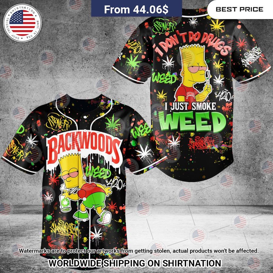 Backwoods Bart I don't do drugs I just smoke weed Baseball Jersey baseball jersey product view 1