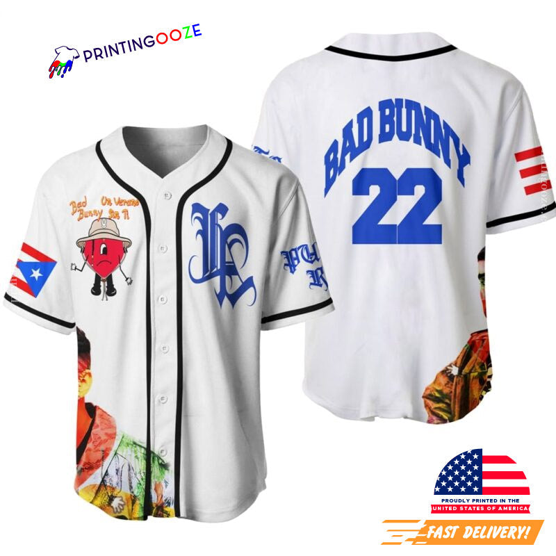 Bad Bunny Tour Dates, Un Verano Sin Ti Album Baseball Jersey baseball jersey product view 1