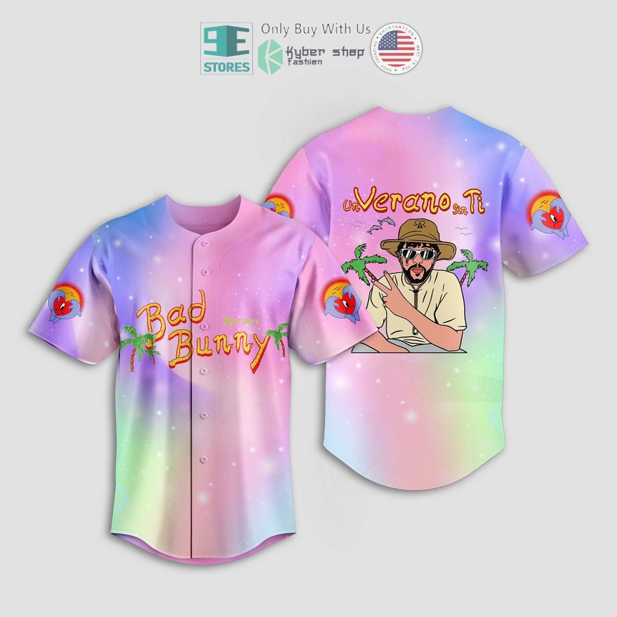 BEST Bad Bunny Un Verano Sin Ti galaxy pink Baseball Jersey baseball jersey product view 1