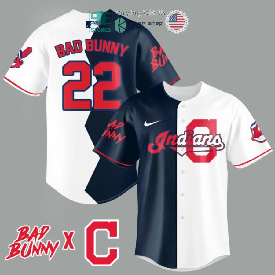 BEST Bad Bunny and Cleveland Guardians Baseball Jersey baseball jersey product view 1