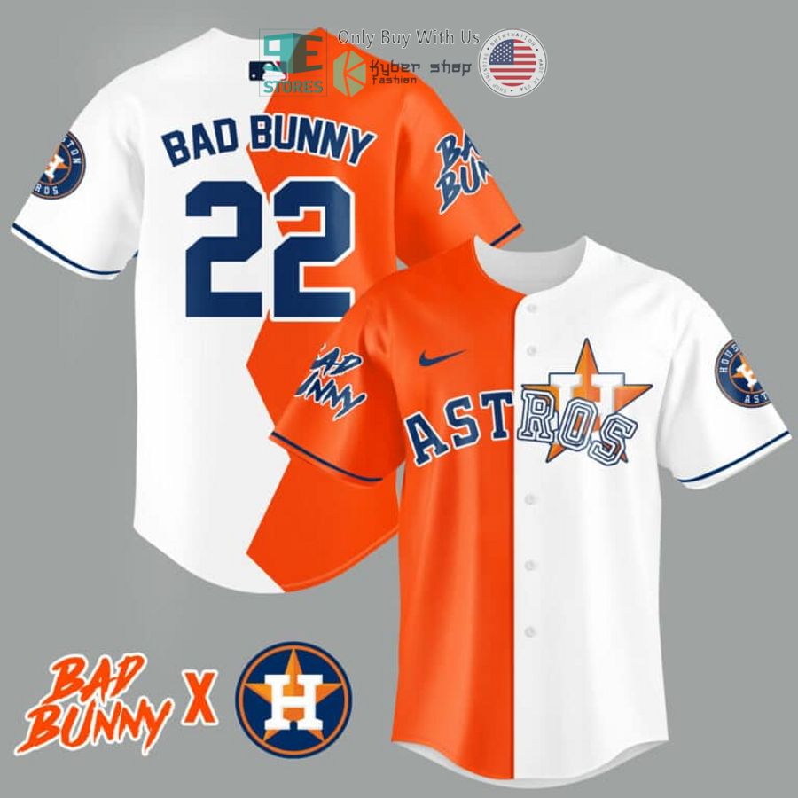 BEST Bad Bunny and Houston Astros Baseball Jersey baseball jersey product view 1