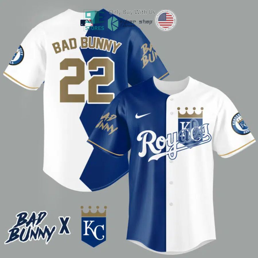 BEST Bad Bunny and Kansas City Royals Baseball Jersey baseball jersey product view 1
