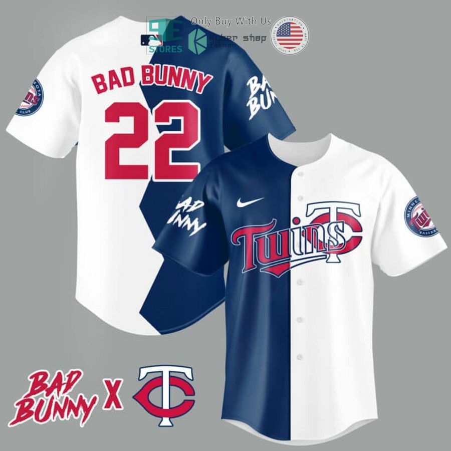 BEST Bad Bunny and Minnesota Twins Baseball Jersey baseball jersey product view 1