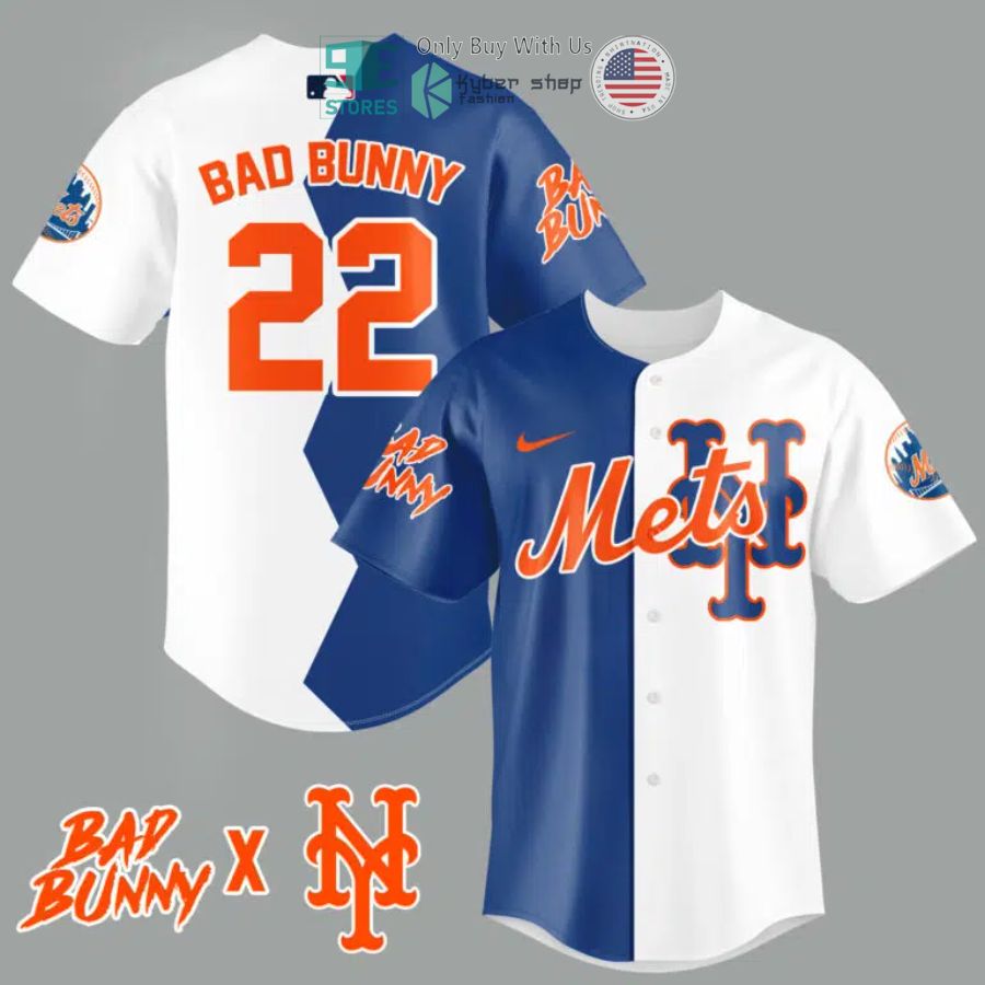BEST Bad Bunny and New York Mets Baseball Jersey baseball jersey product view 1
