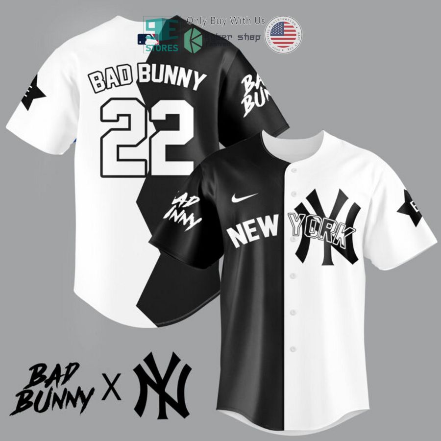 BEST Bad Bunny and New York Yankees Baseball Jersey baseball jersey product view 1