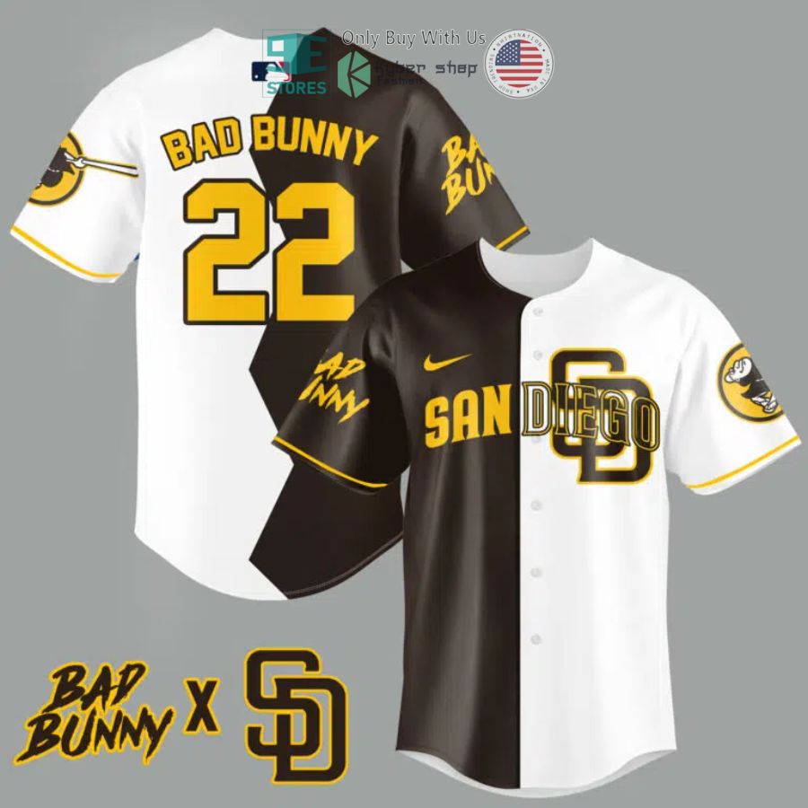 BEST Bad Bunny and San Diego Padres Baseball Jersey baseball jersey product view 1
