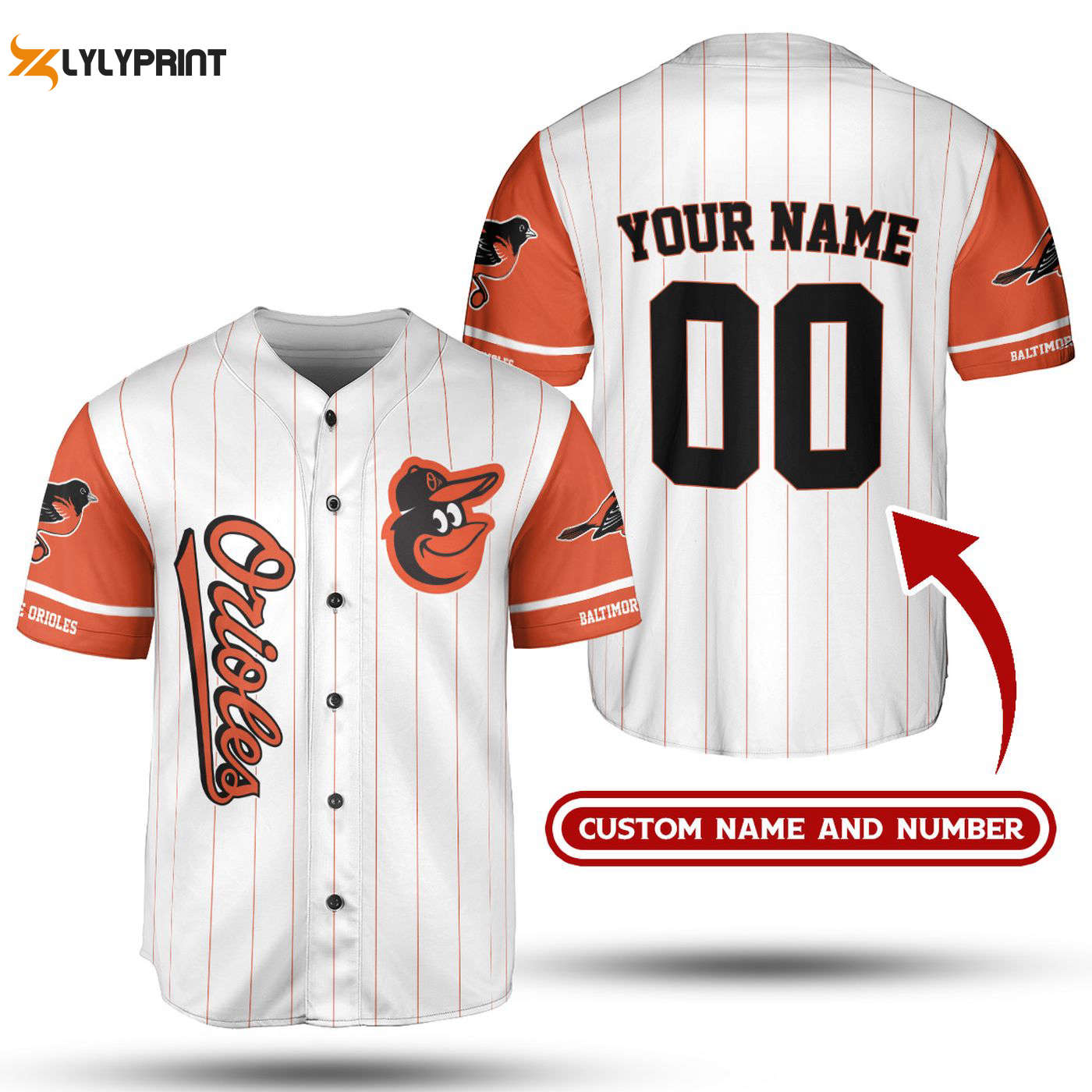 Baltimore Orioles MLB Jersey Shirt: Custom Baseball Collection - lylyprint.com baseball jersey product view 1