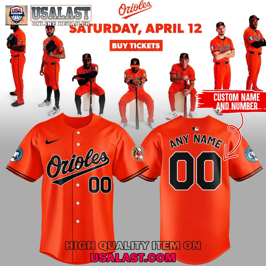 Baltimore Orioles Orange On Orange Custom Hoodie And Jersey Set baseball jersey product view 2