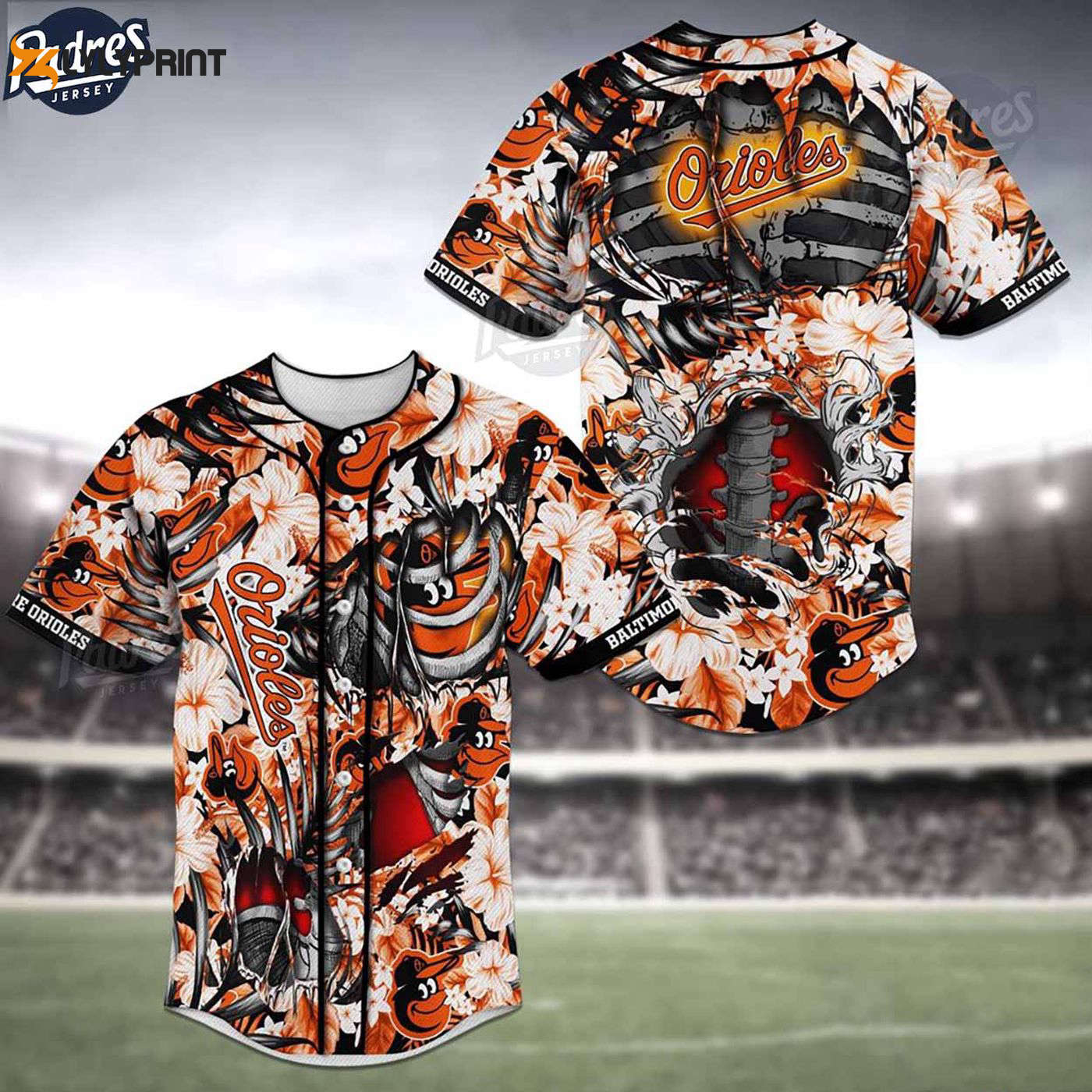 Show Your Team Spirit with Baltimore Orioles Skeleton MLB Baseball Jersey Shirt - Gift for Men Women - lylyprint.com baseball jersey product view 1