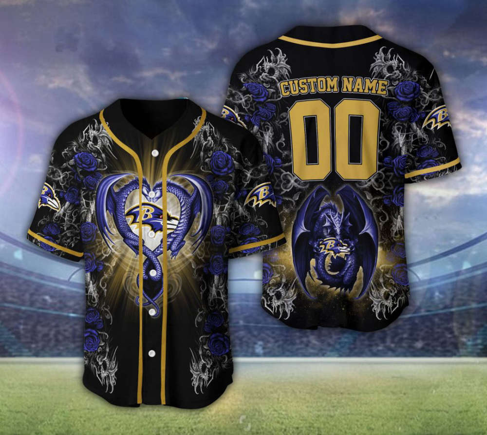 Baltimore Ravens Personalized Baseball Jersey Fan Gifts - lylyprint.com baseball jersey product view 2