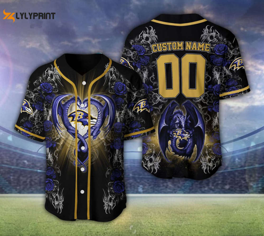 Baltimore Ravens Personalized Baseball Jersey Fan Gifts - lylyprint.com baseball jersey product view 1