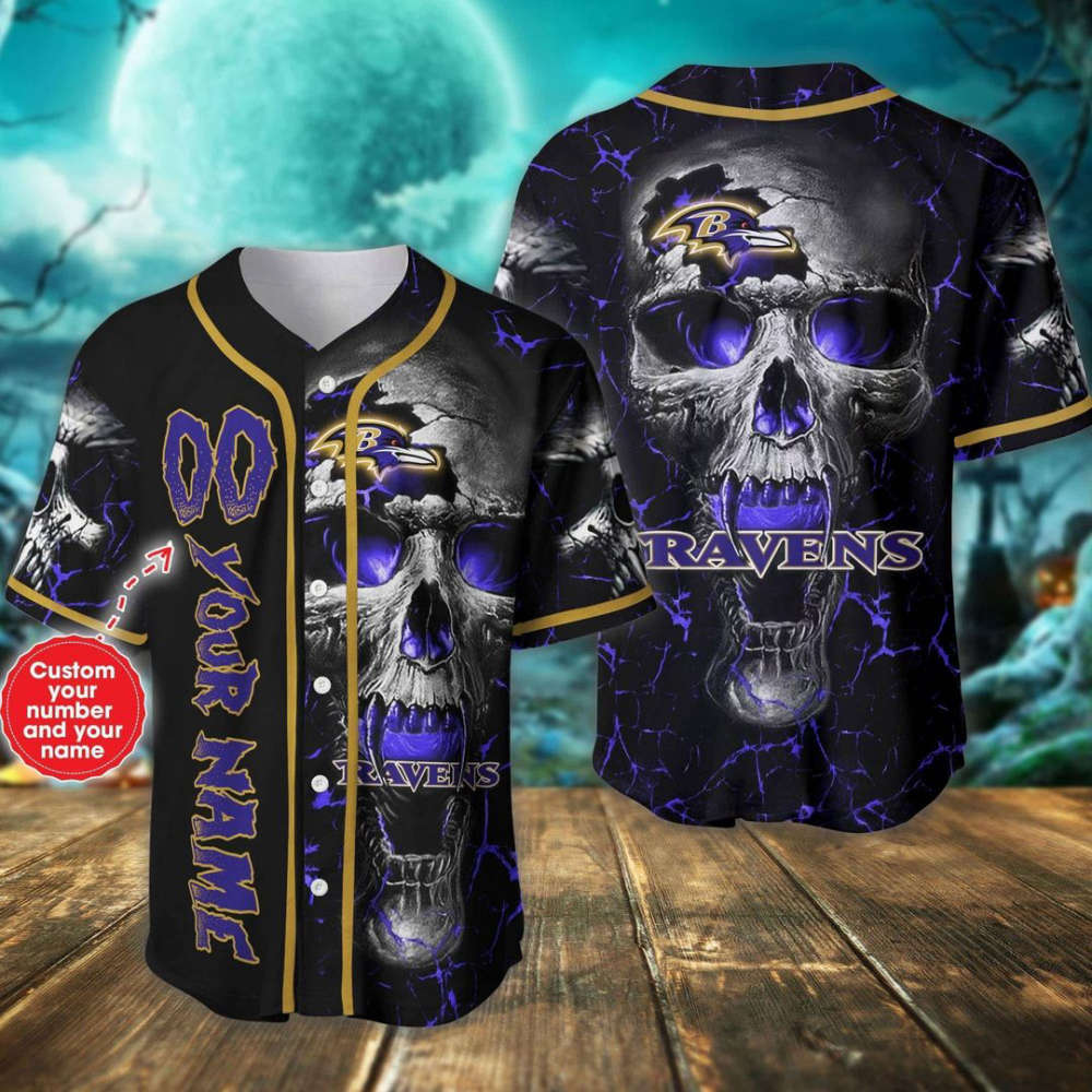 Baltimore Ravens Personalized Baseball Jersey - lylyprint.com baseball jersey product view 2