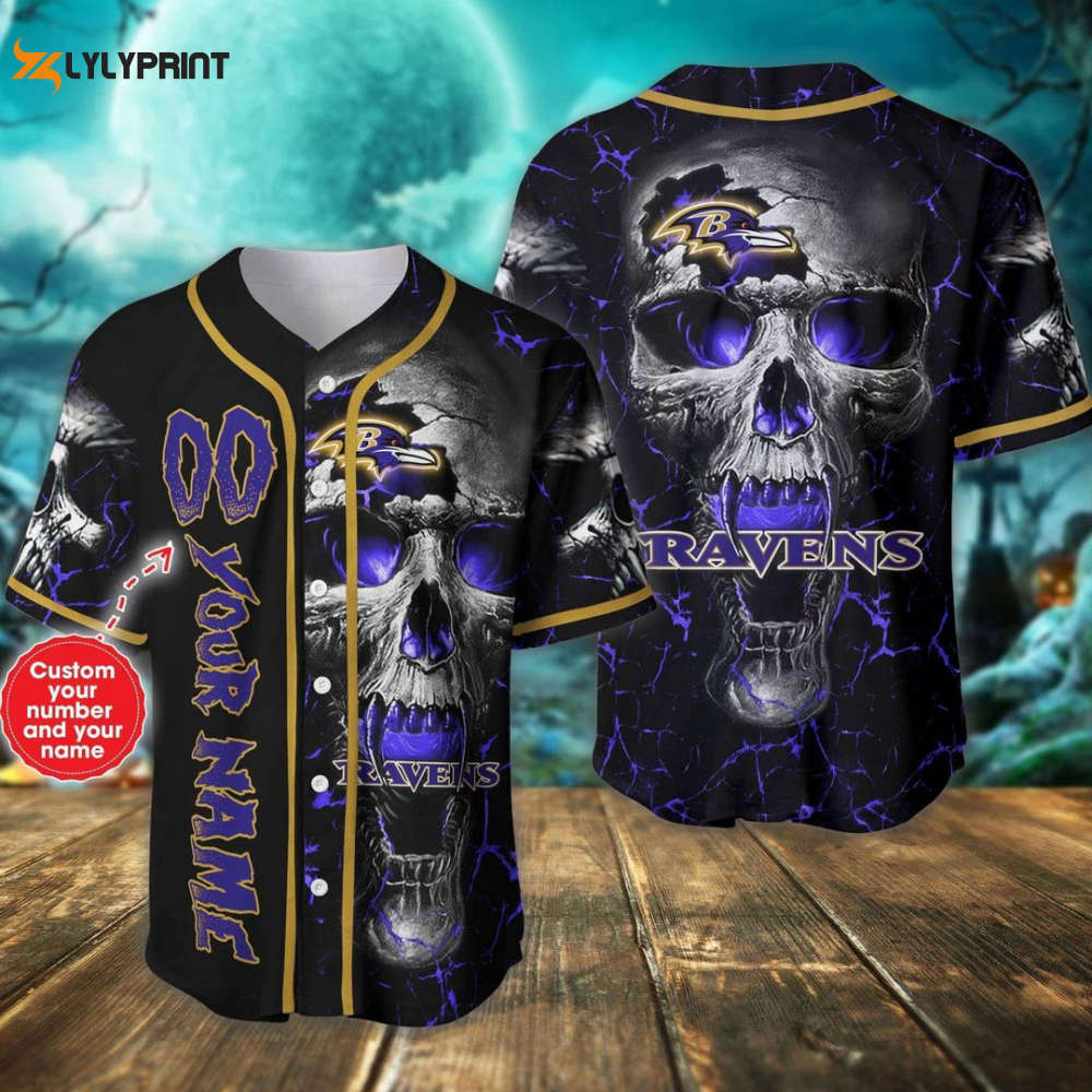 Baltimore Ravens Personalized Baseball Jersey - lylyprint.com baseball jersey product view 1