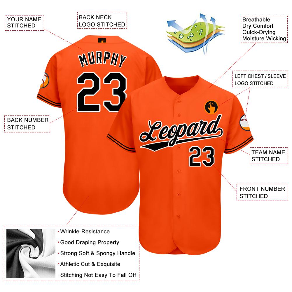 Custom Orange Black-White Baseball Jersey baseball jersey product view 3