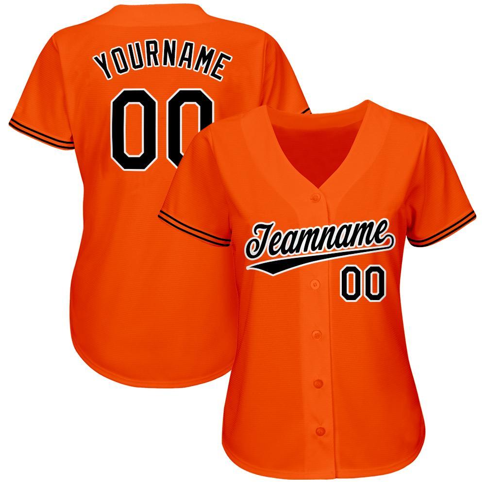 Custom Orange Black-White Baseball Jersey baseball jersey product view 2
