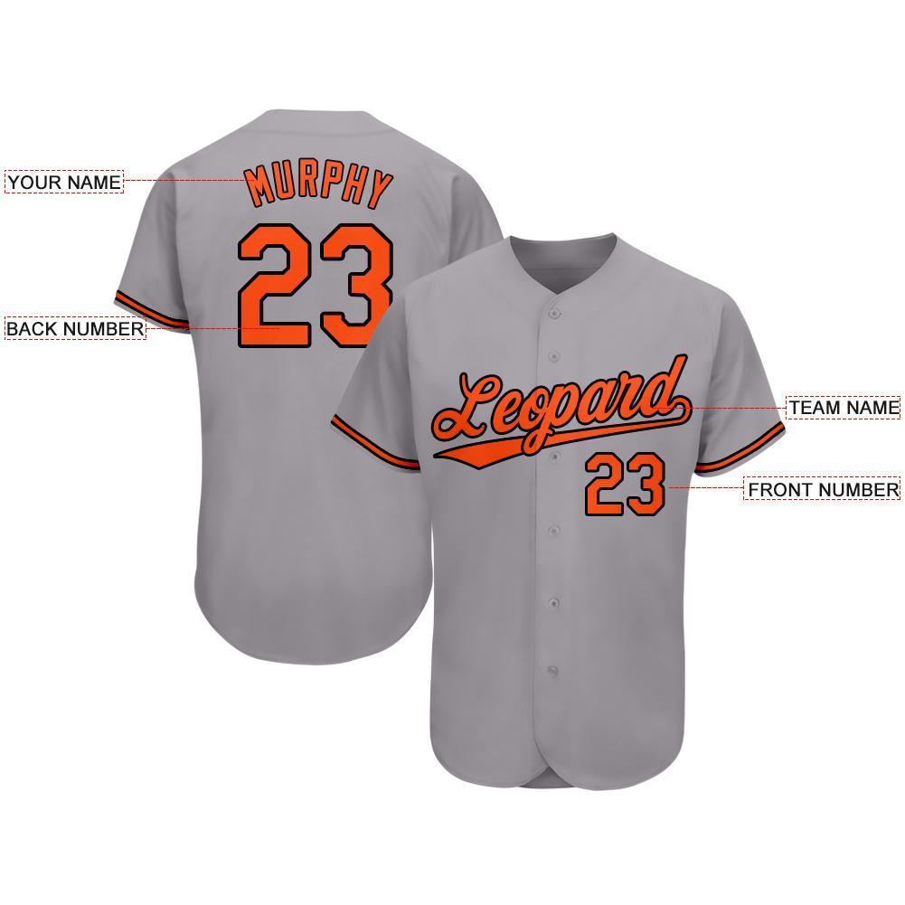 Custom Gray Orange-Black Baseball Jersey baseball jersey product view 3