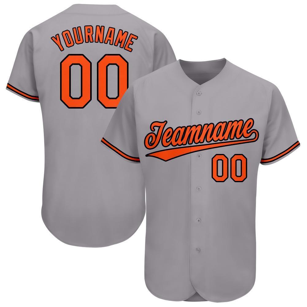 Custom Gray Orange-Black Baseball Jersey baseball jersey product view 1