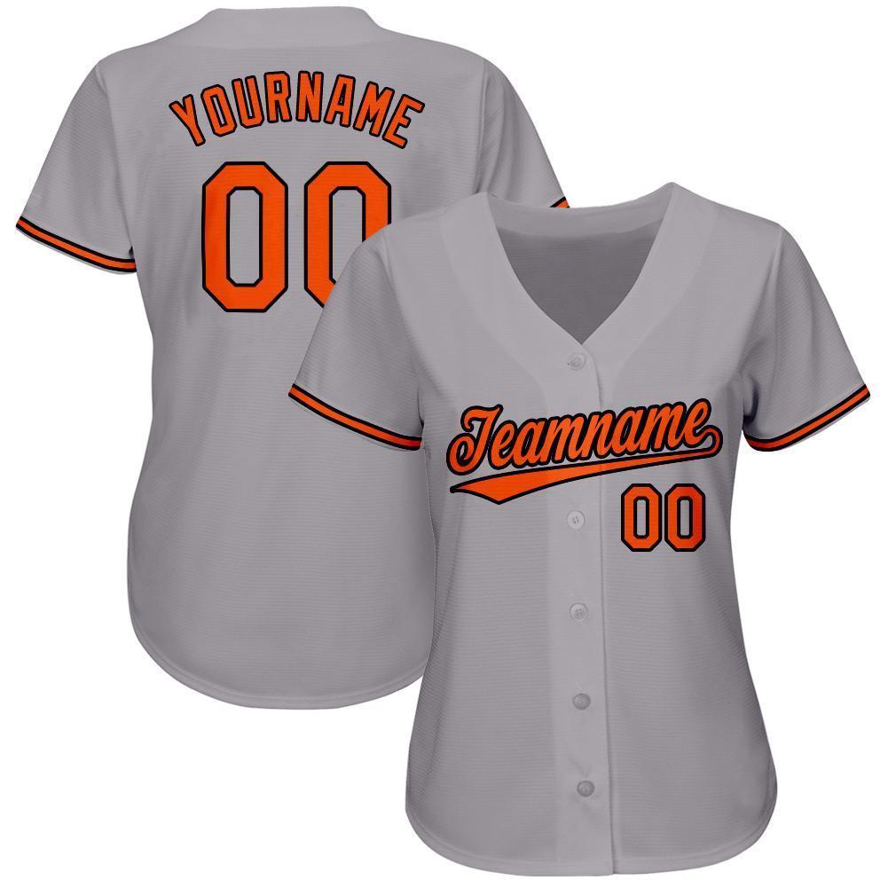 Custom Gray Orange-Black Baseball Jersey baseball jersey product view 2
