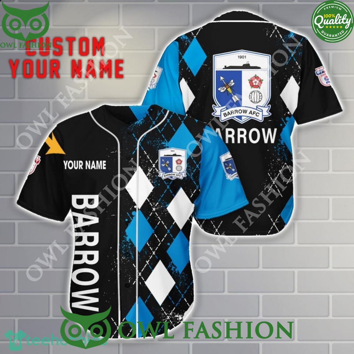 Barrow AFC Personalized EFL League Two 3D Baseball Jersey Shirt baseball jersey product view 1