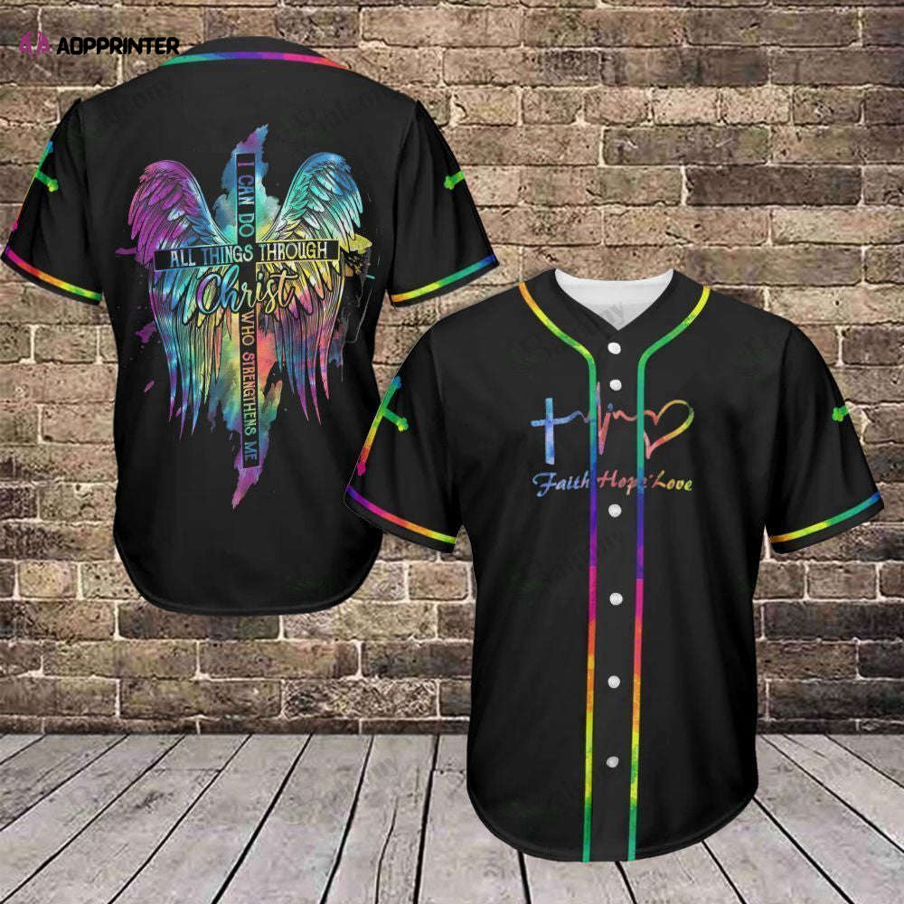Baseball Tee LGBT - Faith Cross Wings Baseball Jersey 394 - Aopprinter baseball jersey product view 1