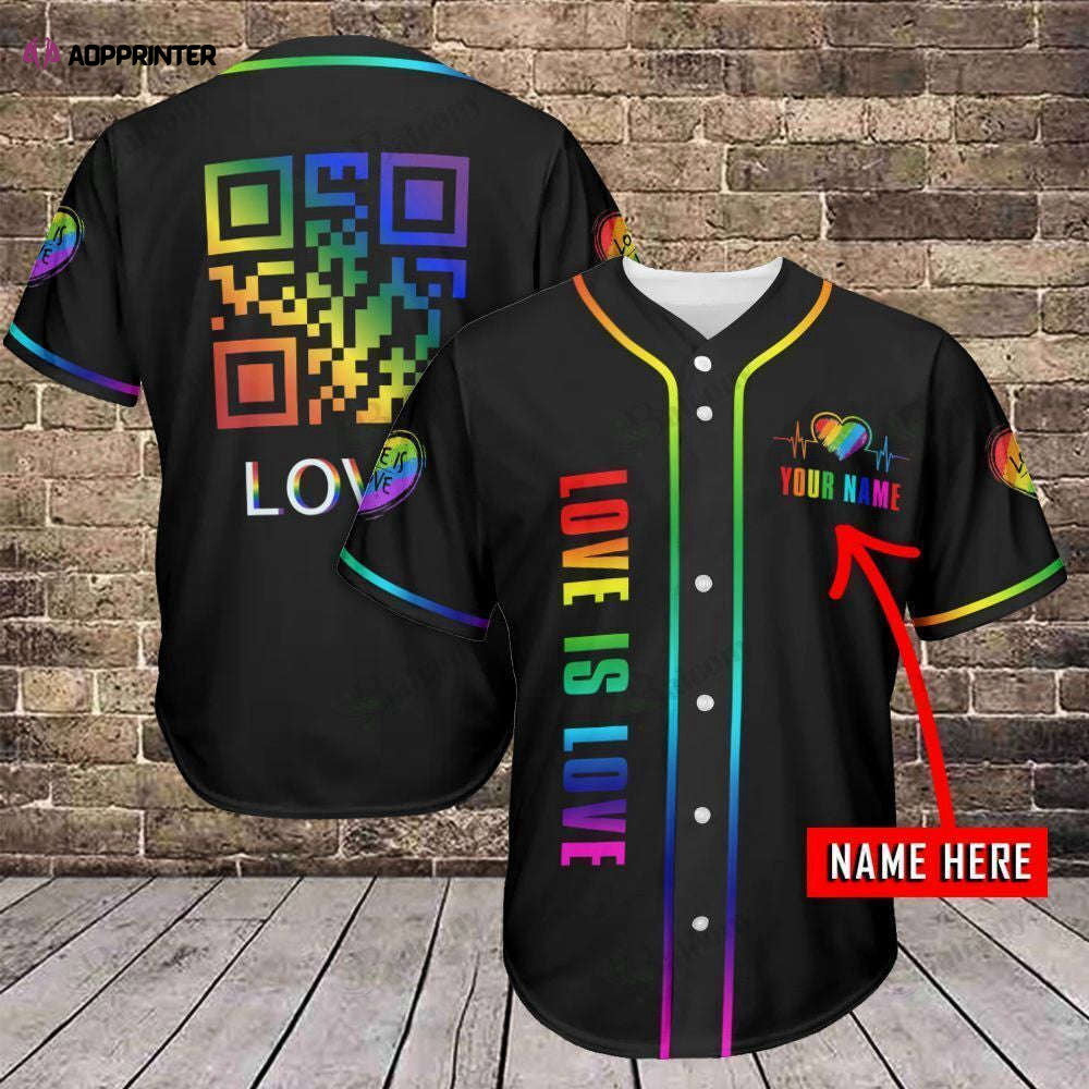Baseball Tee LGBT – Love is Love Personalized Name Baseball Jersey 312 baseball jersey product view 1