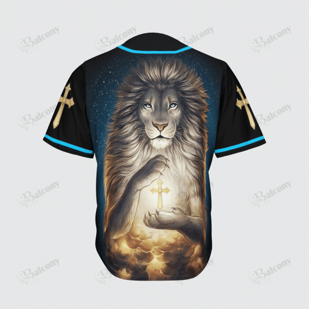 Baseball Tee Miraculous lion with a shining cross Baseball Jersey 137 - Aopprinter baseball jersey product view 5