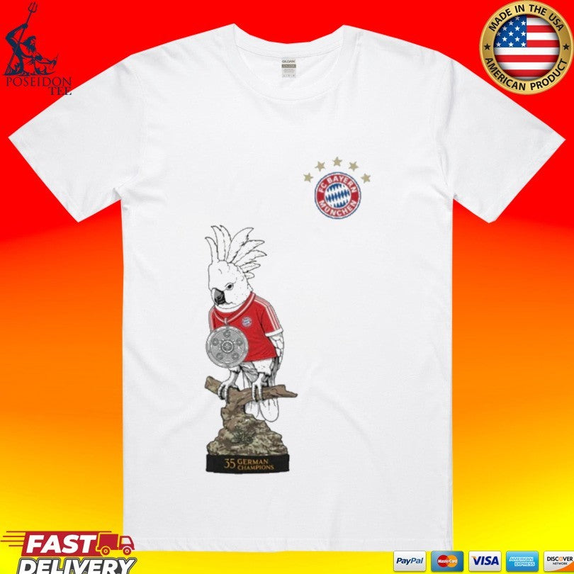 Bayern Munich Bundesliga Title Celebration Deutscher Meister Parrot Graphic Fan T-shirt Unisex T-shirt, Sweatshirt, Hoodie, Long Sleeve Tee - T-Shirt, Sweatshirt, Hoodie