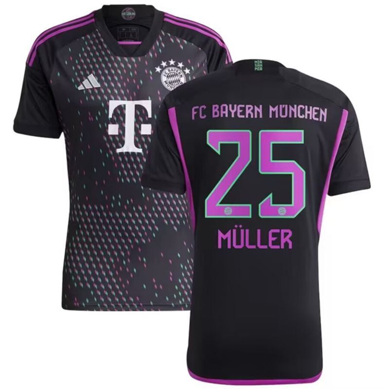 bayern münchen #25 fc bayern müller black 2023 24 away soccer jersey sports jersey product view 1