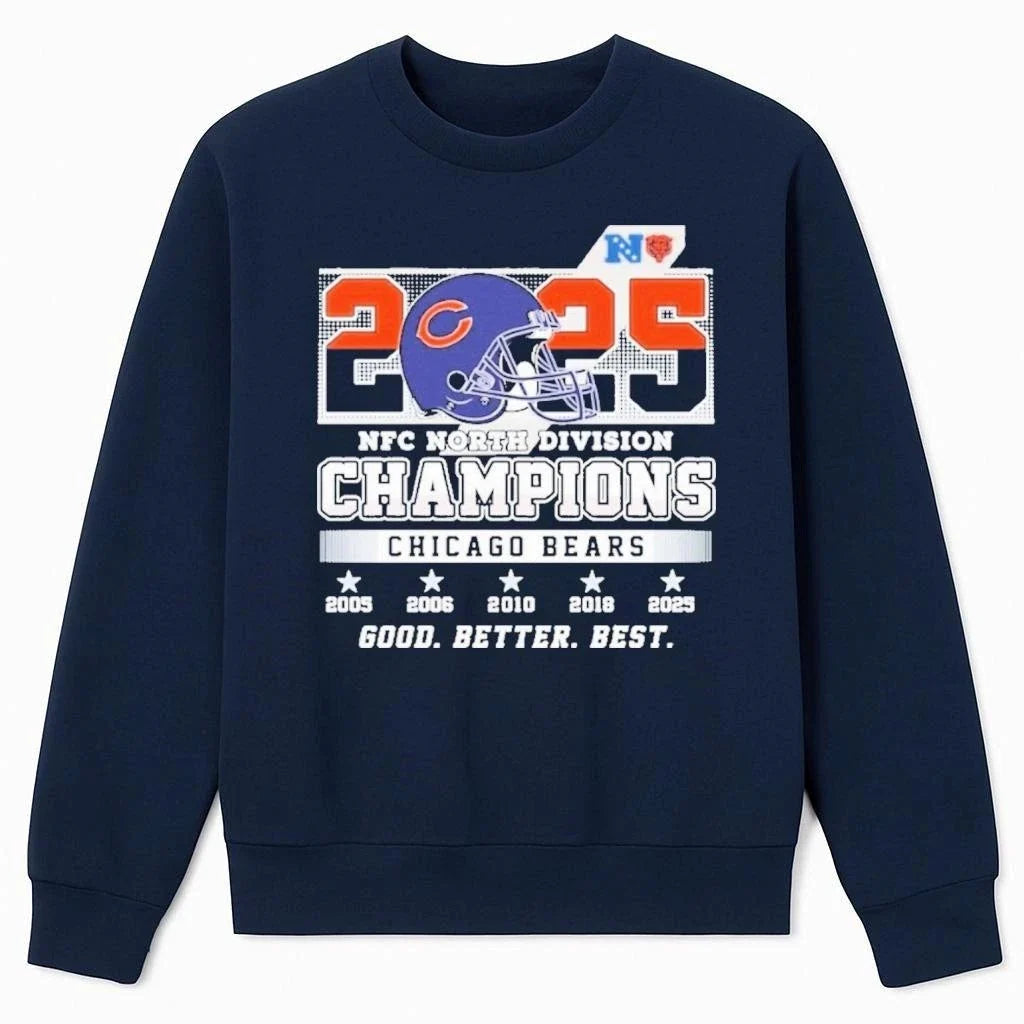 Bears 2025 NFC North Division Champions Good Better - Adult & Kids T-Shirts, Sweatshirts & Hoodies apparel design preview 2