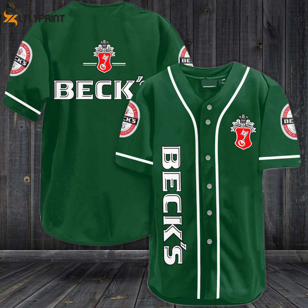 Beck's Beer Baseball Jersey - lylyprint.com baseball jersey product view 1