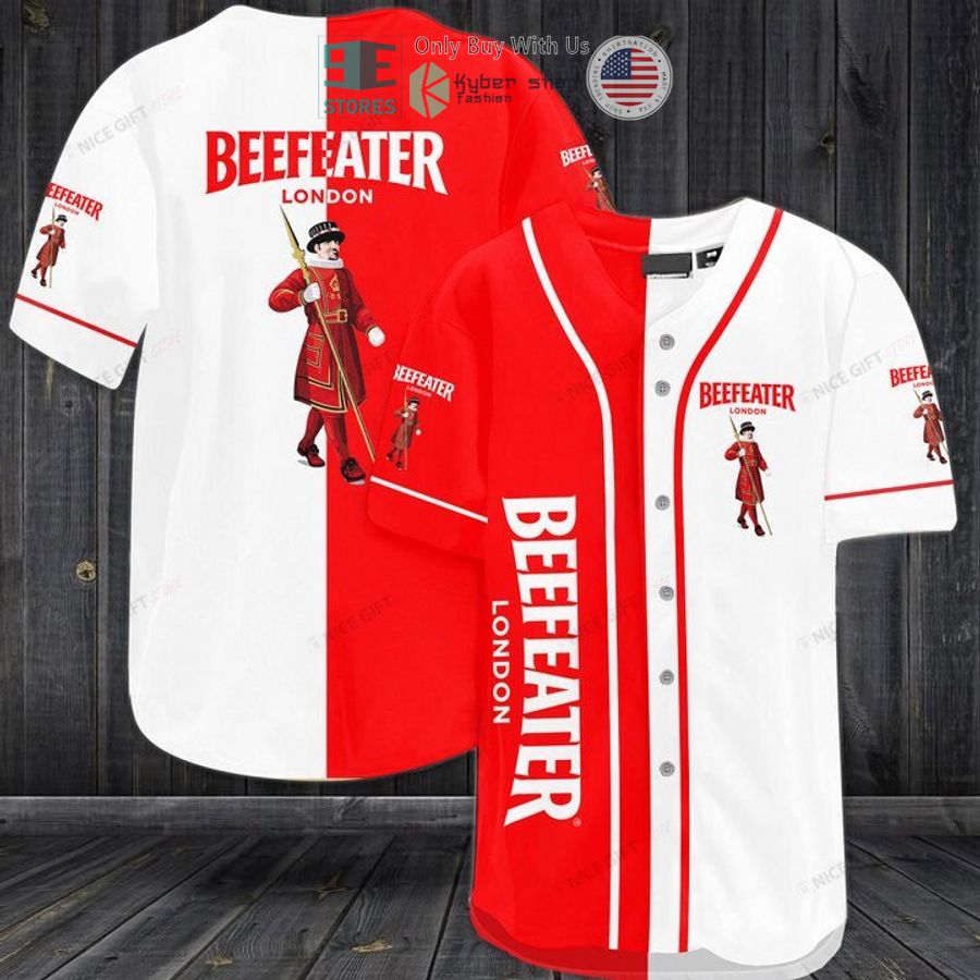 BEST Beefeater London logo red white Baseball Jersey baseball jersey product view 1