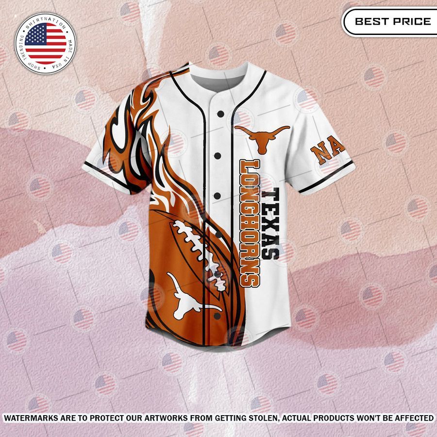 BEST Hook 'em Horns Texas Longhorns Custom Baseball Jersey baseball jersey product view 1