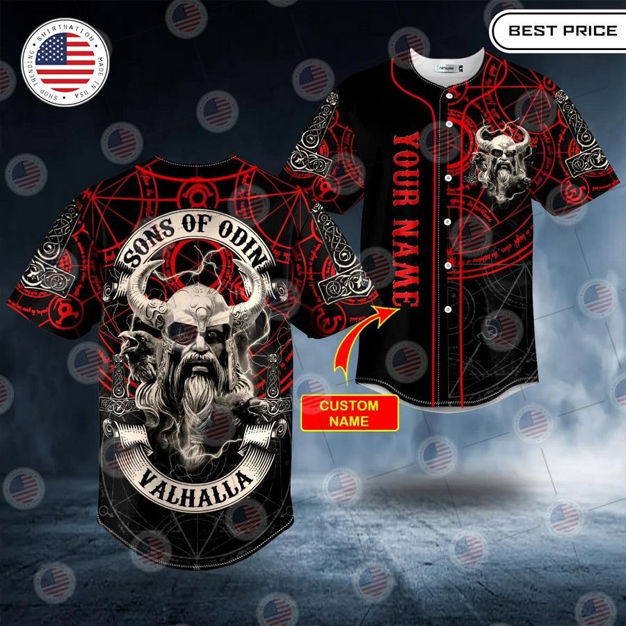 BEST Son of Odin Valhalla Norse Mythology Tattoo Custom Baseball Jersey baseball jersey product view 1