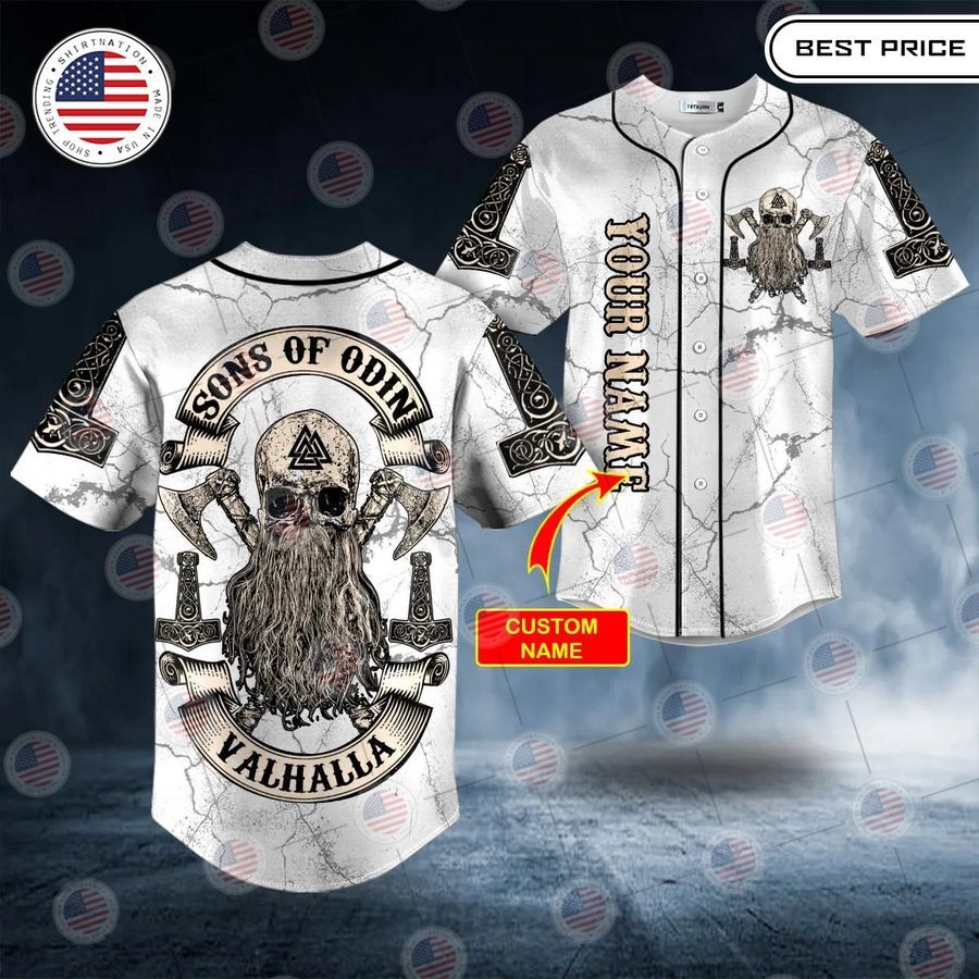 BEST Son of Odin Valhalla Viking Axe Skull Custom Baseball Jersey baseball jersey product view 1