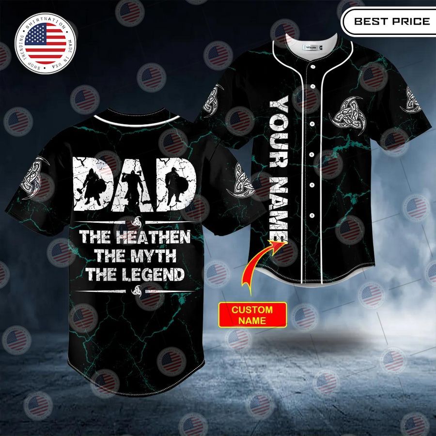 BEST Viking Dad The Heathen The Myth The Legend Custom Baseball Jersey baseball jersey product view 1