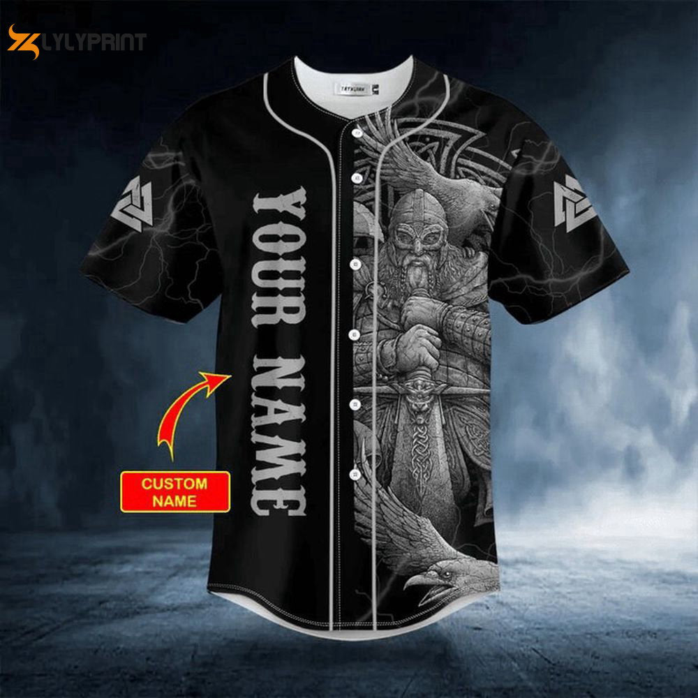Bew Are The Old Man Black White Viking Baseball Jersey For Men Women - lylyprint.com baseball jersey product view 1