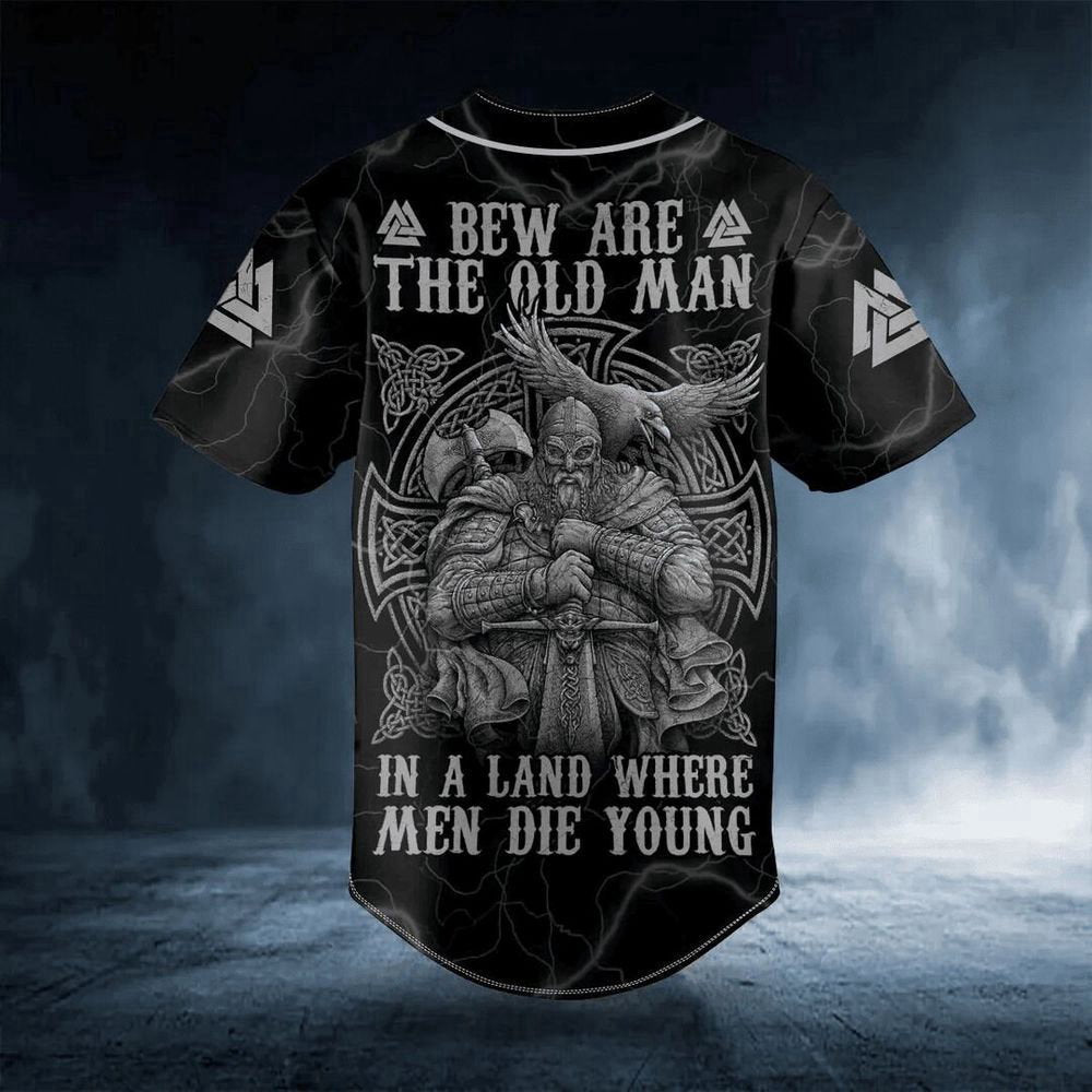 Bew Are The Old Man Black White Viking On Behance Warriors Raven Custom Baseball Jersey For Men Women - lylyprint.com baseball jersey product view 2