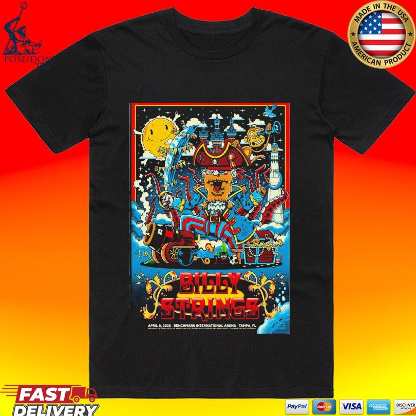 Billy Strings April 8 2026 In Tampa, Fl Tour T-shirt Unisex T-shirt, Sweatshirt, Hoodie, Long Sleeve Tee - T-Shirt, Sweatshirt, Hoodie