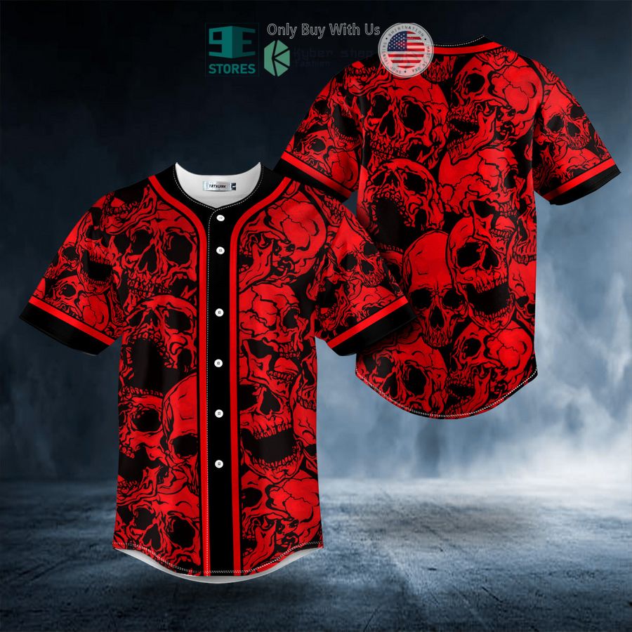 BEST Black Red Scary Skull Baseball Shirt baseball jersey product view 1