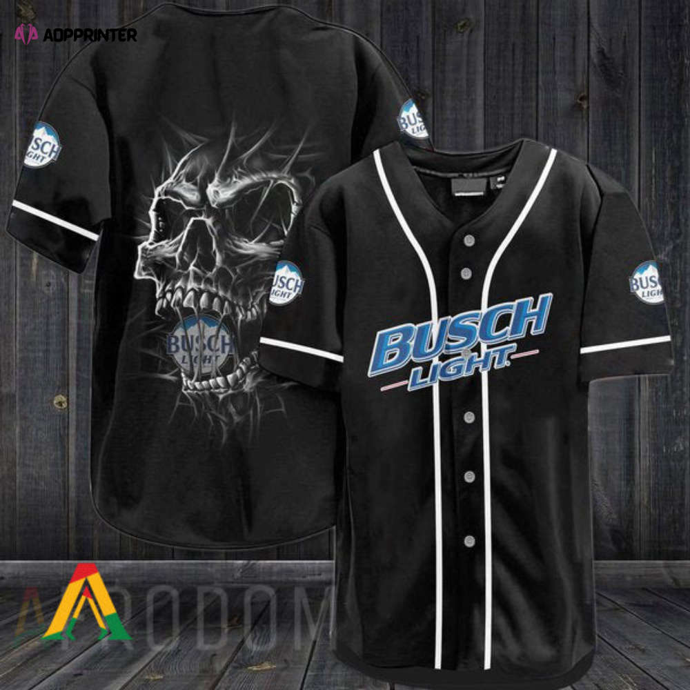 Black Skull Busch Light Baseball Jersey baseball jersey product view 1
