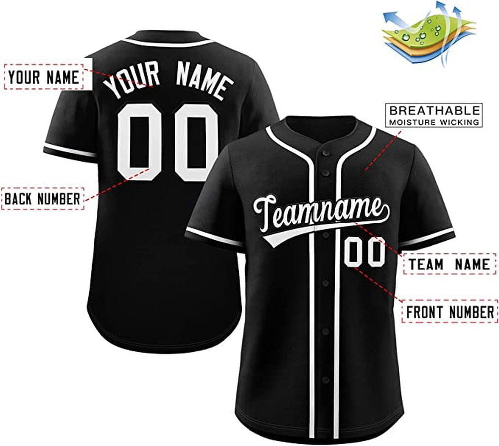 Black Sport Baseball Jerseys Personnalisé - lylyprint.com baseball jersey product view 3